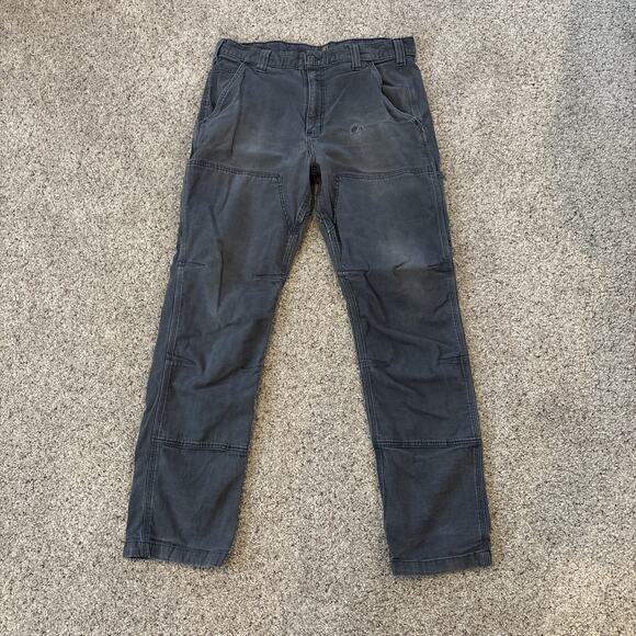 Carhartt Double Knee Pants Mens 34x34 Relaxed Gray Rugged 102802 Distressed - Picture 1 of 8